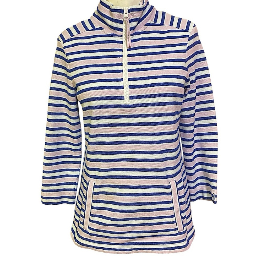 T by Talbots Striped 1/2 Zip in Blue Pink and White Size Small - Picture 6 of 6